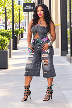 Load image into Gallery viewer, Double Up Denim Shorts- Charcoal