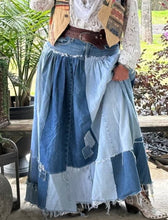 Load image into Gallery viewer, Split The Patch Denim Maxi Skirt- Specialty