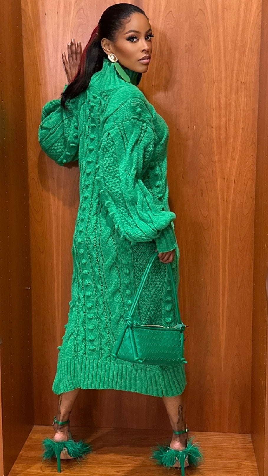 Feels Like Money Knit Dress- Kelly Green