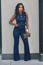 Load image into Gallery viewer, So Dangerous Gold Studded Jumpsuit-Dark Wash