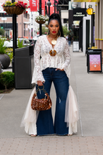 Load image into Gallery viewer, Lace Peplum Button Up