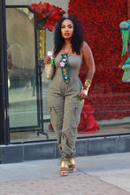 Load image into Gallery viewer, Drawstring Cargo Sleeveless Jumpsuit- Olive