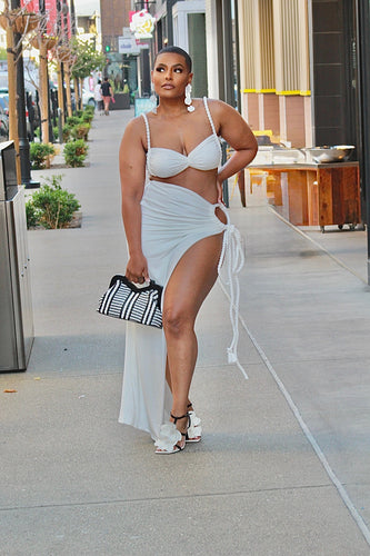 Wild and Sassy Braided Skirt Set- White