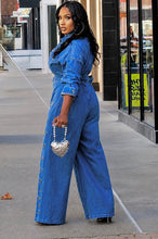 Load image into Gallery viewer, Jazzy Denim Grommet Jumpsuit - Pre Order 9/1 Ship