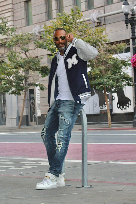 Navy Varsity Jacket- Men