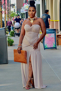 Nude Goddess Bardot Maxi Dress