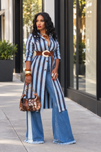 Load image into Gallery viewer, Still Blue Striped Denim Duster