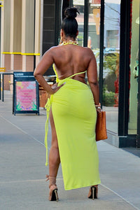 Rope Goddess Bardot Maxi Dress  - Lime