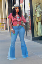 Load image into Gallery viewer, Add It Up Mixed Denim Bell Bottom Jeans