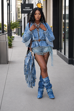Load image into Gallery viewer, Bows and Ruffles Denim Jacket