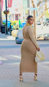 She Fitted Maxi Dress- Sand