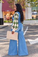 Load image into Gallery viewer, Argyle Sleeve Denim Jacket