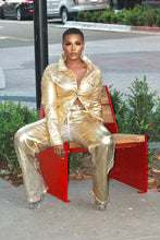 Load image into Gallery viewer, She&#39;s Metallic Crystal Jacket- Gold