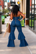 Load image into Gallery viewer, Fiesta Ruffle Denim Jumpsuit