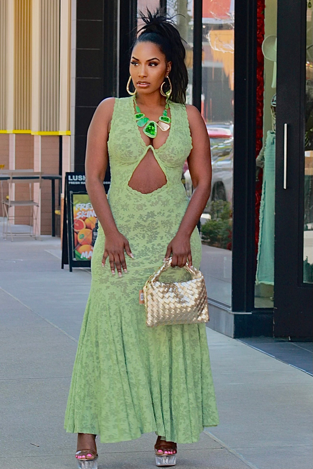 Peek -A-Boo Lace Maxi Dress