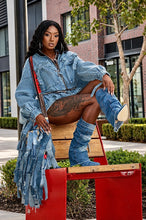 Load image into Gallery viewer, Bows and Ruffles Denim Jacket