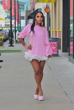 Load image into Gallery viewer, Ruffle Your Heart Sweatshirt Dress- Bubble Gum