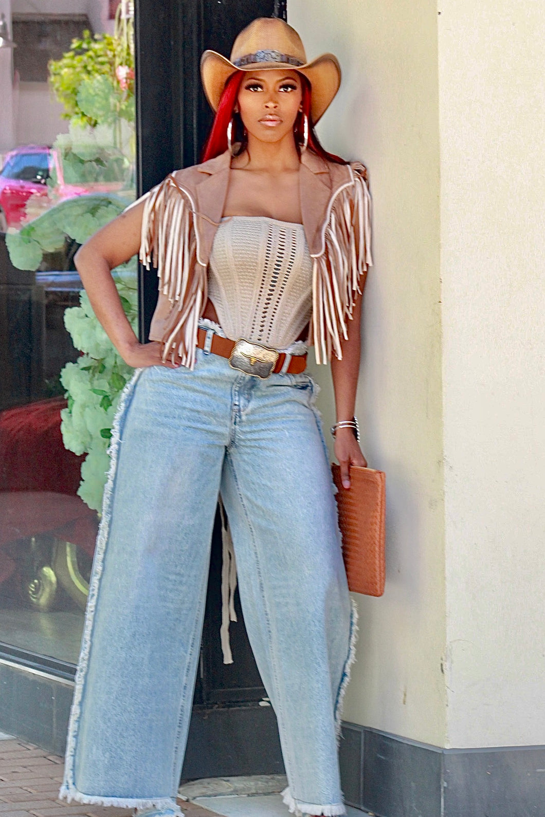 Extra Wide Frayed Jeans