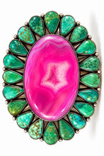 Load image into Gallery viewer, Oversized Pink and Green Stone Ring