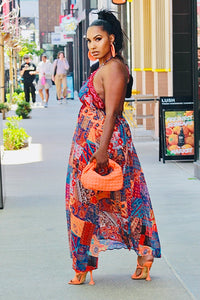 Sequin Lined Halter Maxi Dress