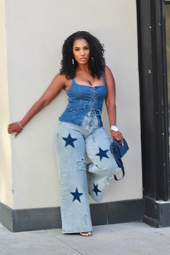 She So Bad Sleeveless Denim Corset