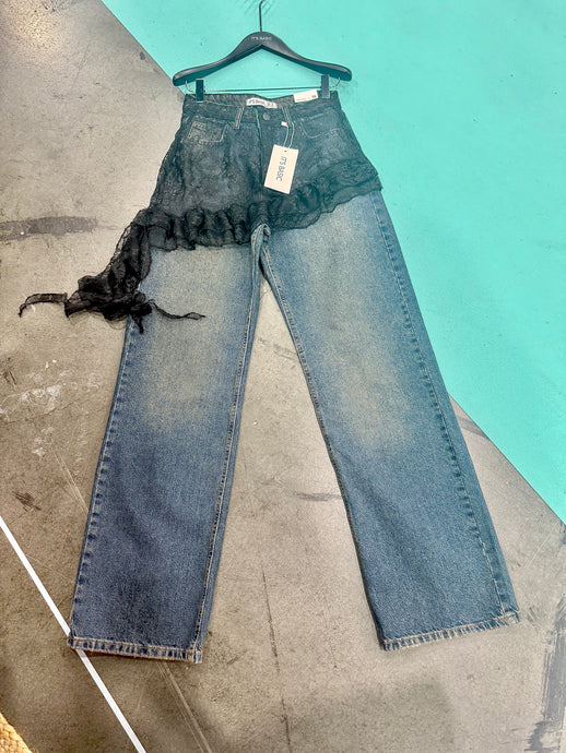 (Pre Order) Lace Layers High Waist Jeans