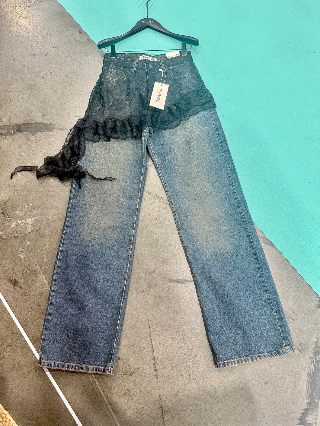 (Pre Order) Lace Layers High Waist Jeans