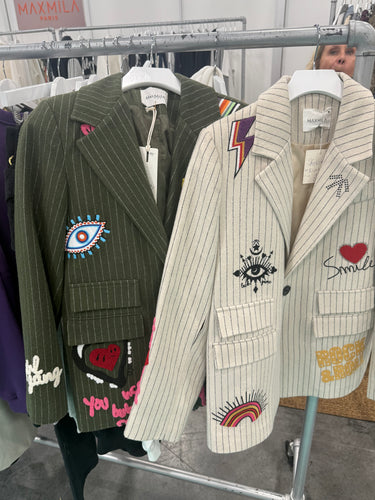 Pre Order Pinstripe Patchwork Blazer- Multiple Colors