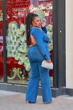 Load image into Gallery viewer, All That Talk Denim Jumpsuit- Curvy Brat