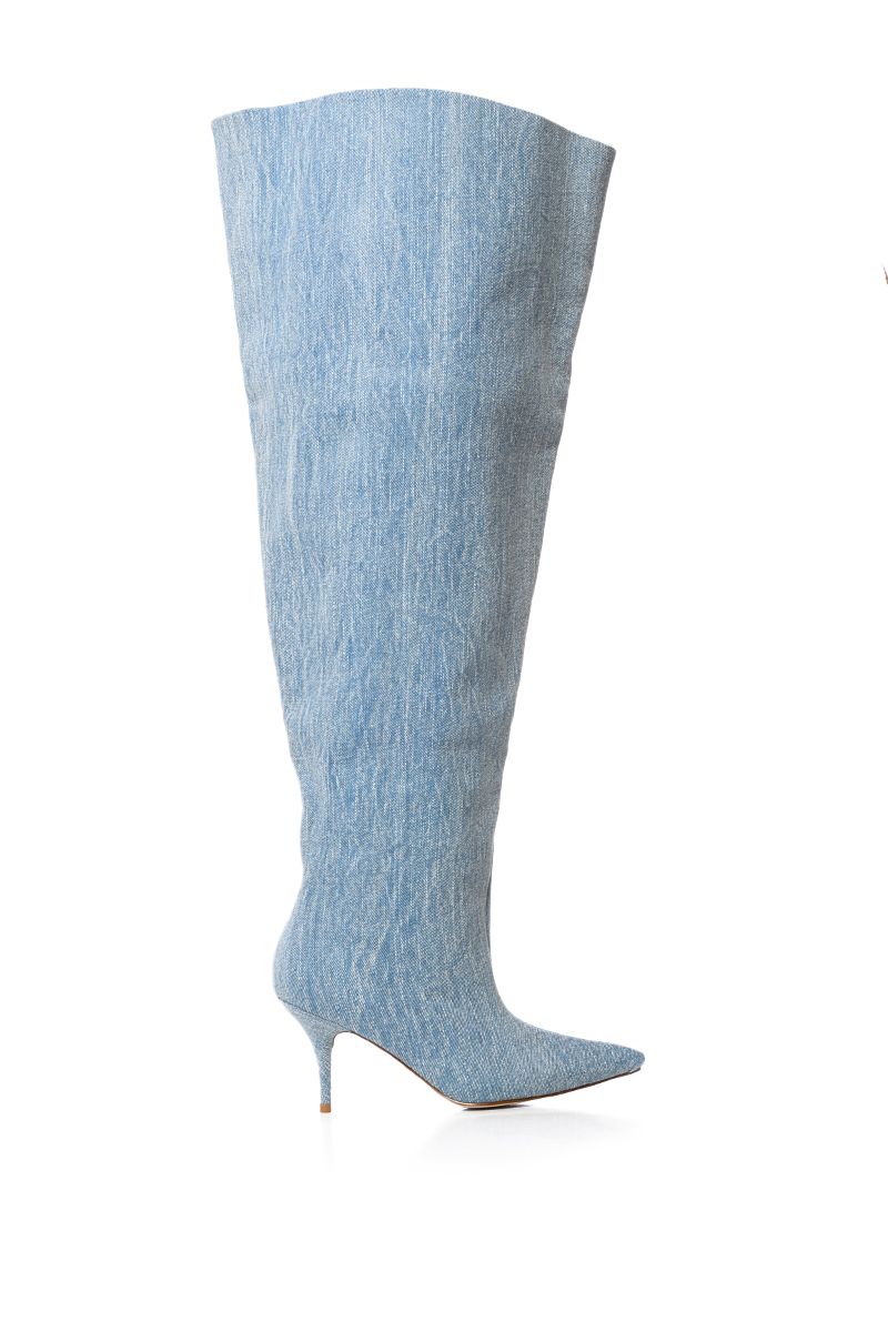 The Captain Thigh High Denim Boot Spoiled Boutique The Captain Thigh High Denim Boot Spoiled Boutique