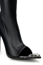 Load image into Gallery viewer, Thigh High Open Crystal Steel Toe Boot