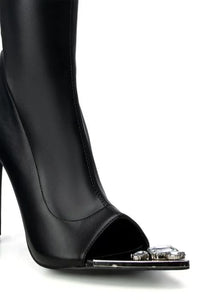 Thigh High Open Crystal Steel Toe Boot