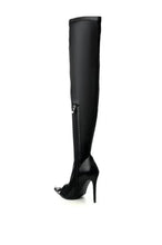 Load image into Gallery viewer, Thigh High Open Crystal Steel Toe Boot