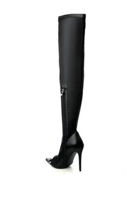 Thigh High Open Crystal Steel Toe Boot