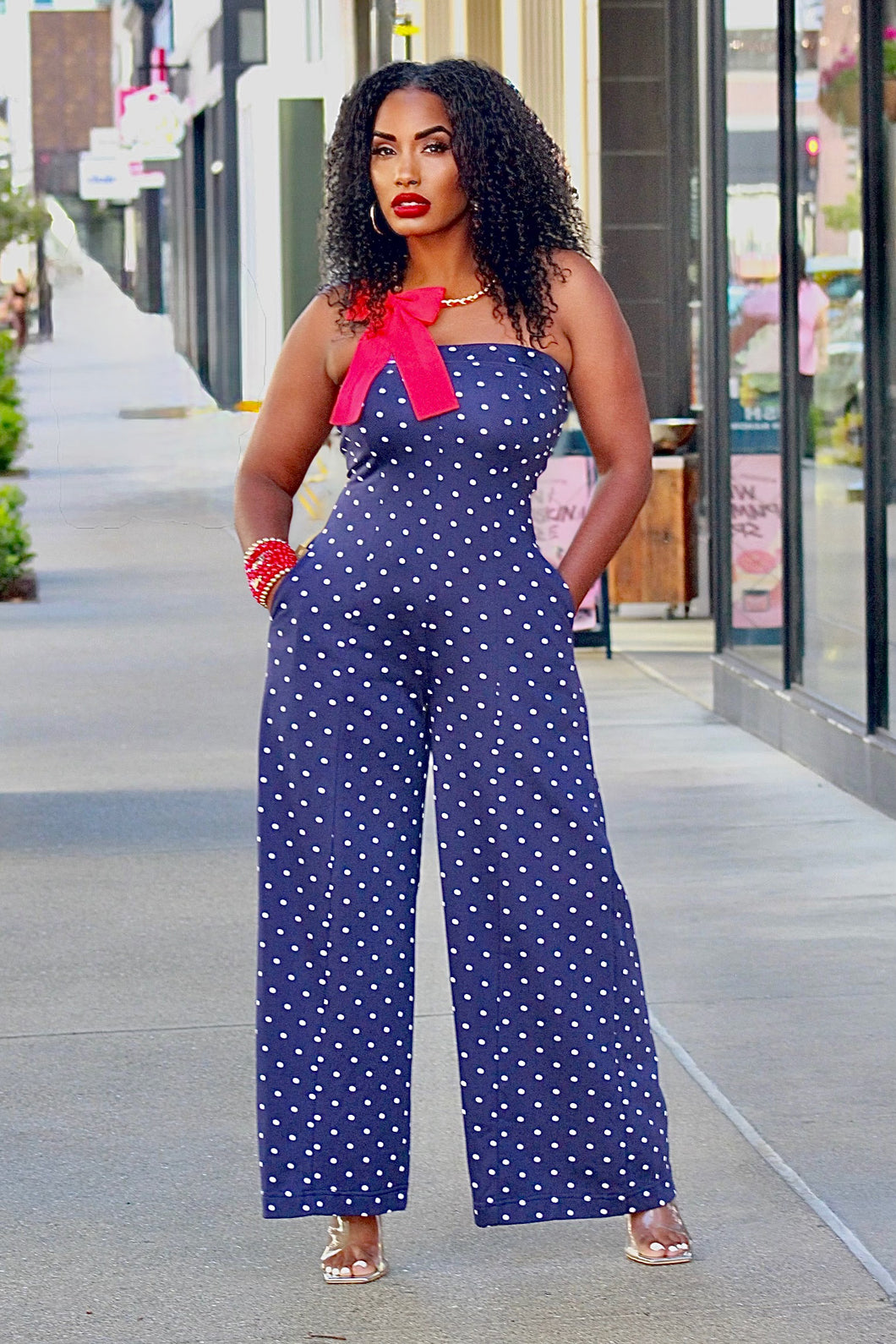 She So Soft Fleece Jumpsuit- Polka