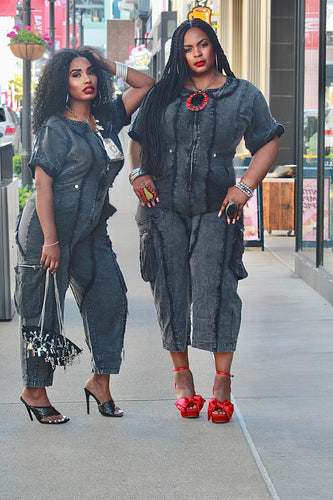Gotta Rock Out Acid Wash Denim Jumpsuit
