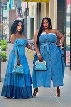 Load image into Gallery viewer, Tie Me Right Palazzo Jumpsuit- Chambray Gradient