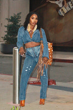 Load image into Gallery viewer, Be That Girl Denim Blazer Set