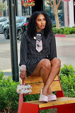 Load image into Gallery viewer, Pinstripe Pleated Babe Skirt Set - Black