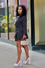 Load image into Gallery viewer, Pinstripe Pleated Babe Skirt Set - Black