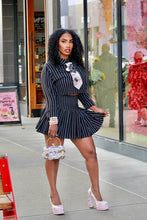 Load image into Gallery viewer, Pinstripe Pleated Babe Skirt Set - Black