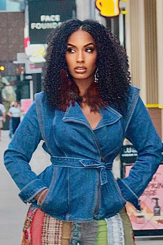 Give Me That Denim Belted Jacket
