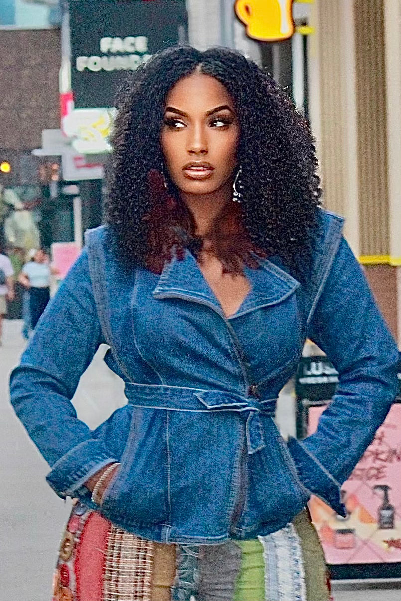 Give Me That Denim Belted Jacket