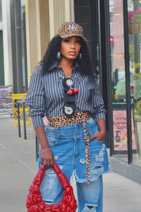 Pinstripe Button Up Top