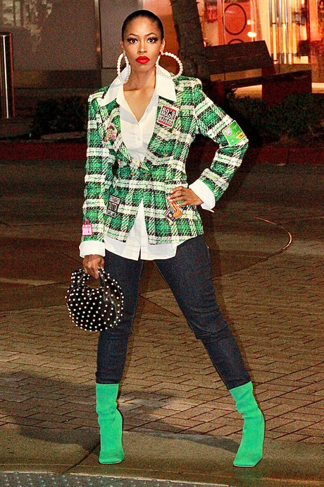 Talk Of The Town Plaid Double Breasted Blazer