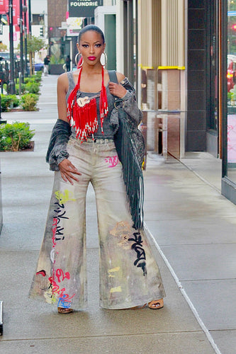 Graffiti Me Wide Leg Jeans