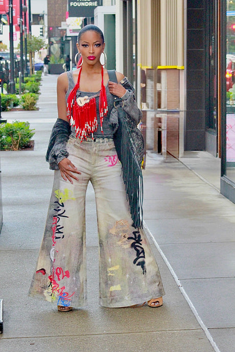 Graffiti Me Wide Leg Jeans