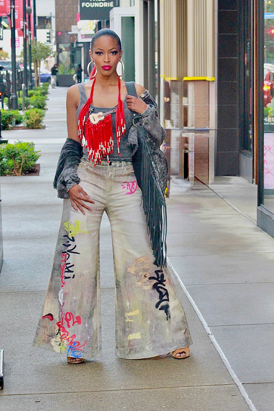 Graffiti Me Wide Leg Jeans