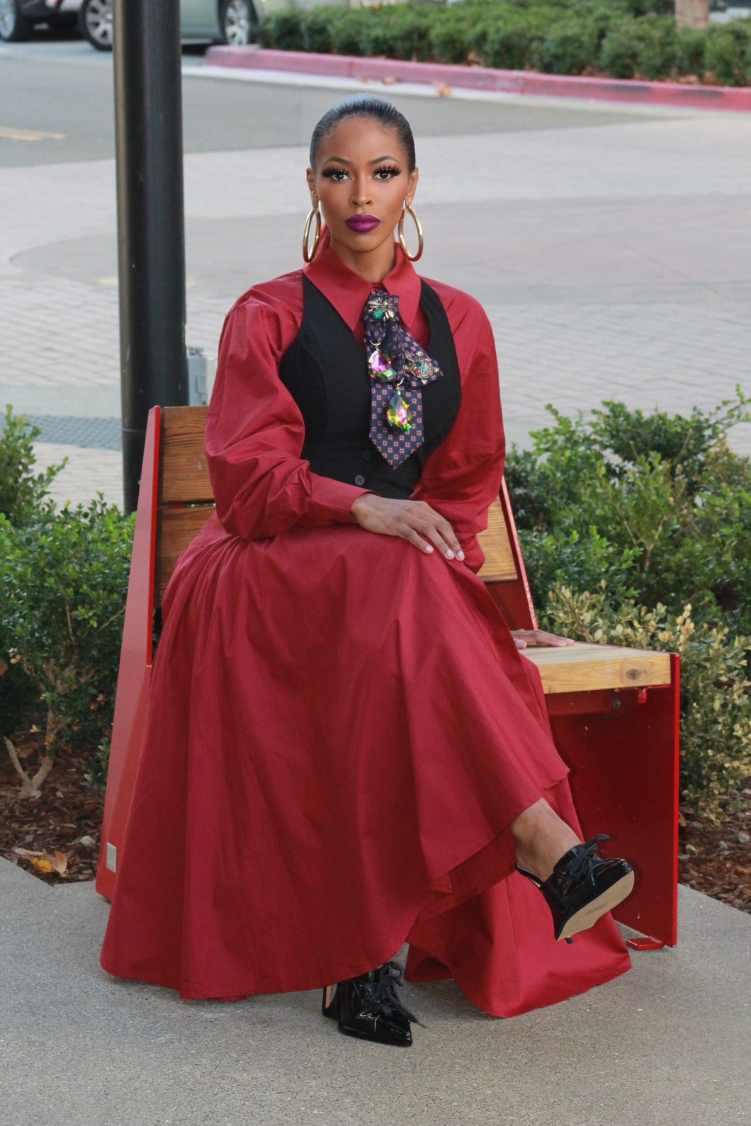 Talk About Me Button Down Maxi Dress- Wine