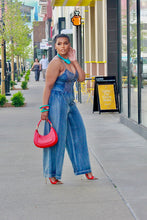 Load image into Gallery viewer, Tie Me Up Denim Jumpsuit